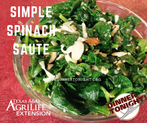 Simple Spinach Saute, a recipe by Dinner Tonight