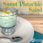 Sweet Pistachio salad served in a glass dessert bowl.
