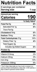 Nutrition Facts Label 