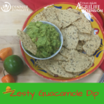 Zesty Guacamole dip with a side of tortilla chips