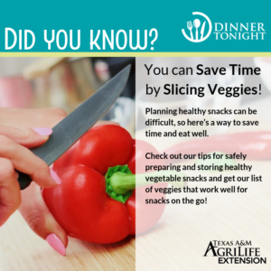 Save time by slicing veggies, check out our tips for making healthy snack out of raw vegetables and how to keep them safe.