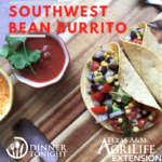 Southwest Bean Burrito recipe hot and ready to eat! served with a side of salsa.