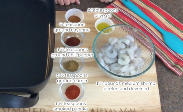labeled image of all shrimp tacos ingredients