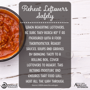 Reheat leftovers safely
