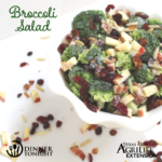 Broccoli Salad recipe in a large white serving bowl