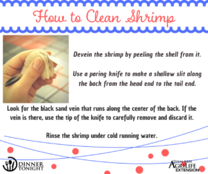 Devein the shrimp by peeling the shell from it. Use a paring knife to make a shallow slit along the back from the head end to the tail end. Look for the black sand vein that runs along the center of the back. If the vein is there, use the tip of the knife to carefully remove and discard it. Rinse the shrimp under cold running water.