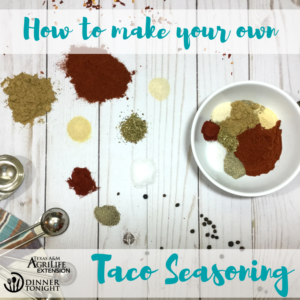 Taco Seasoning spices splayed across a wooden cutting board.